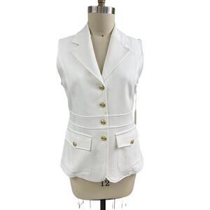 Joie White Sleeveless Blazer Vest with Gold Buttons – Size M – NWT